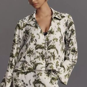 By Anthropologie Bell-Sleeve Silky Blouse